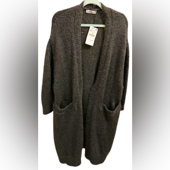 Zara cardigan grey sweater , alpaca and wool blend. Dropped shoulder. Size M. - Picture 2 of 14